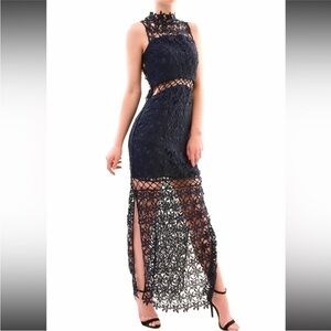 Revolve Brand "Keepsake" Navy Mesh Cut
Out Maxi Formal Dress Small